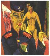 Ernst Ludwig Kirchner Self-portrait as a Soldier oil painting